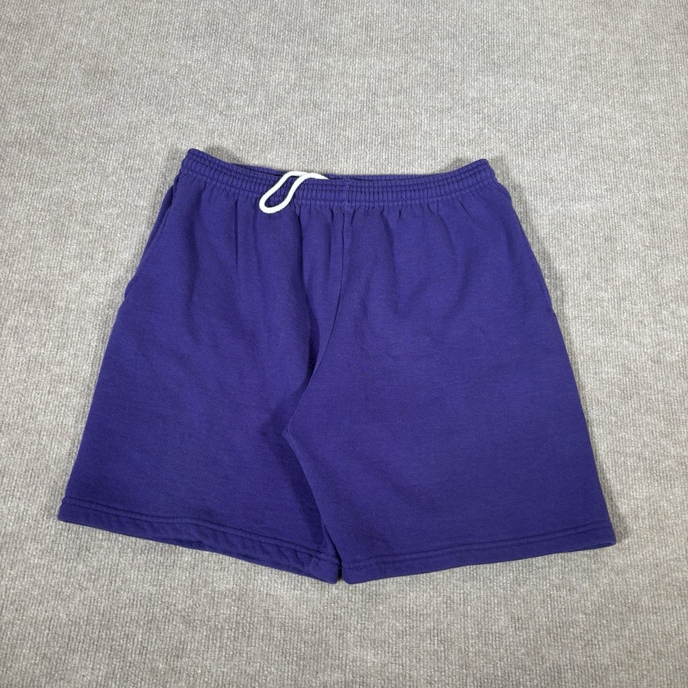 Vintage 90s Jerzees Sweat Shorts Mens L Purple Fleece Blank Pockets Made In USA